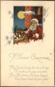 Christmas Stecher Ser 992A Santa Claus Full Moon Toys Vintage Postcard