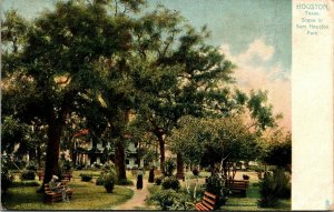 Vtg Houston Texas TX Scene at Sam Houston Park pre-1908 Raphael Tuck Postcard