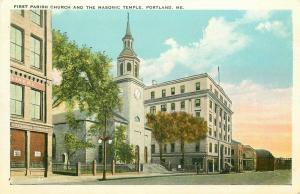ME, Portland, Maine, First Parish Church, Masonic Temple, Tichnor No. 119652