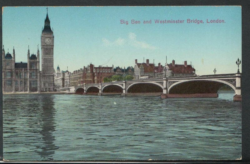 London Postcard - Big Ben and Westminster Bridge    RS9728
