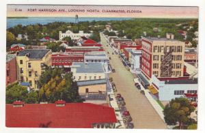 P327 JLs postcard linen old  clearwater florida ft harrison st birds eye