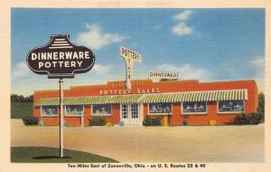 J75/ Zanesville Ohio Postcard Linen Dinnerware Pottery Store  416