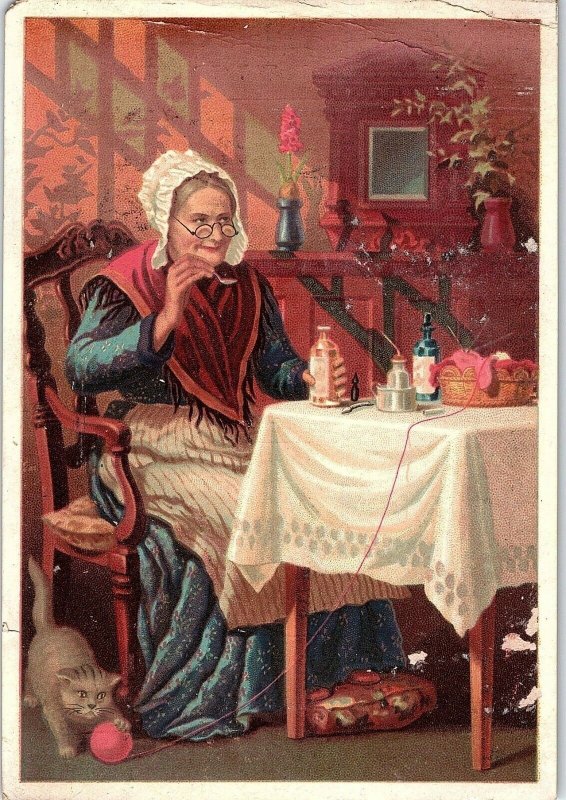 Grand Mother Taking Drs. Starkey & Palen Quack Medicine Victorian Trade Card &B