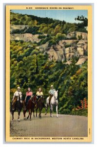 Horseback Riders at Chimney Rock North Carolina NC UNP Linen Postcard P23