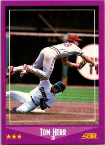 1988 Score Baseball Card Tom Herr St Louis Cardinals sk20621