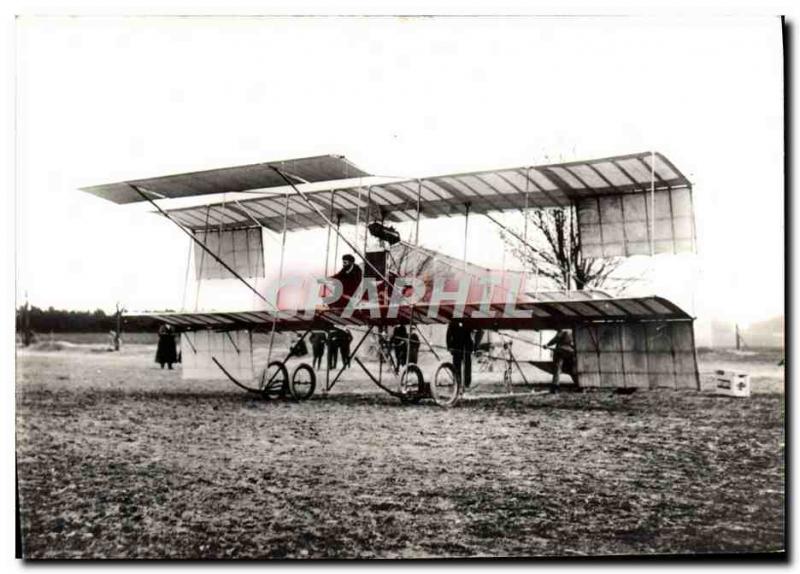 Postcard Modern Jet Aviation in April 1909 Farman Biplane