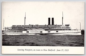 Steamer Ship Providence Fall River Line Leaving Newport Postcard C34