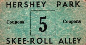 Vintage Hershey Park Pennsylvania  Skee-Roll Alley Coupon