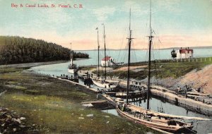 St Peter's Cape Breton Canada Bay and Canal Locks Vintage Postcard AA52081