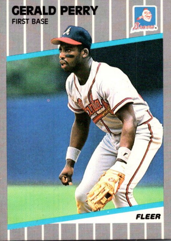 1989 Fleer Baseball Card Gerald Perry First Base Atlanta Braves sun0664