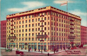 Vtg Postcard 1910s San Francisco California CA - Hotel Manx Street View UNP