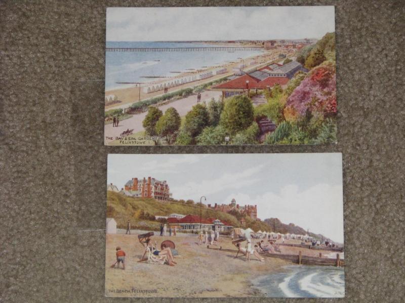 The Beach & The Bay & Spa Gardens by Felixstowe, unused vintage cards