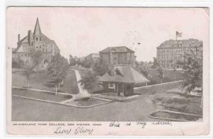 Highland Park College Des Moines Iowa 1913 postcard