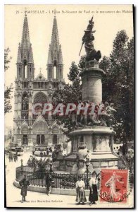 Postcard Old Marseille Church of St. Vincent de Paul and Monument Mobile