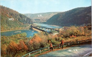 Postcard WV Harpers Ferry - Where three states meet