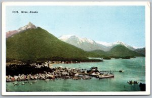 Vtg Sitka Alaska AK Aerial Town View Baranoff Island Sitka Sound 1920s Postcard