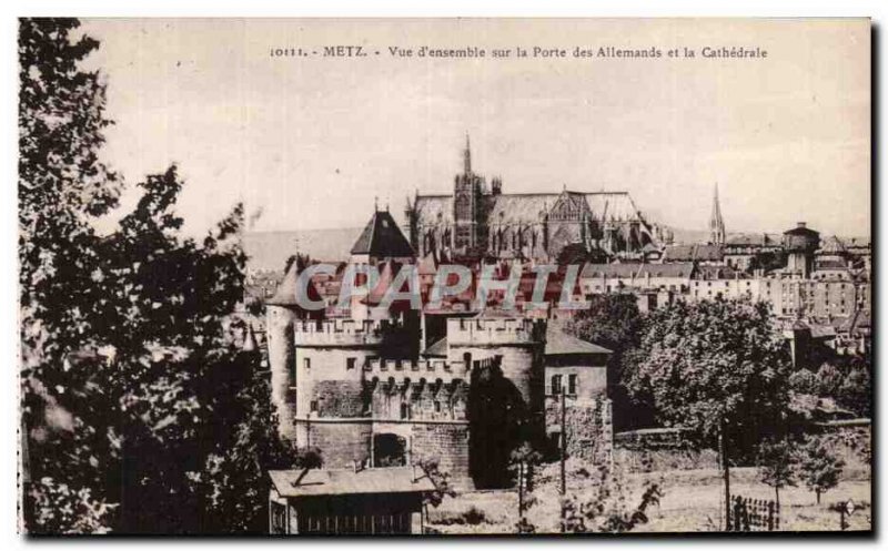 Old Postcard View of Metz & # 39ensemble on the door of the Germans and the C...