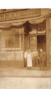 H87/ ST Louis Missouri RPPC Postcard c1910 Tuckett Saddle Store Restaurant 149