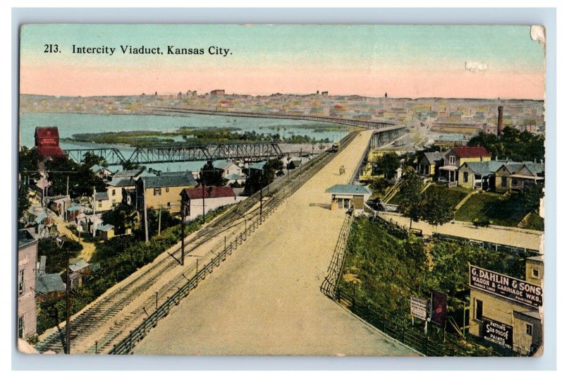 C.1910 Intercity Viaduct Kansas City. Postcard F103E