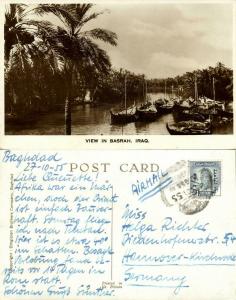 iraq, BASRAH BASRA, View with Saling Boats (1955) RPPC Postcard