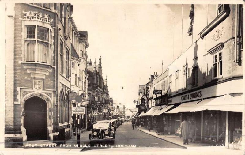Horsham England West Street Scene Real Photo Antique Postcard K44533