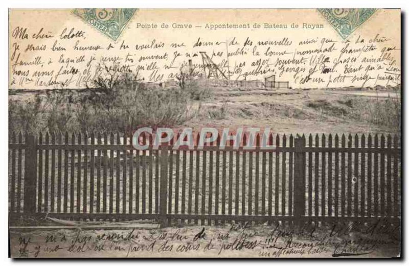 Old Postcard Pointe de Grave Berth Royan Boat