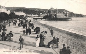 VINTAGE POSTCARD THE ENGLISH PROMENADE STREET SCENE NICE POSTED 1910