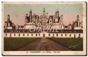 Old Postcard Chambord castle south Face