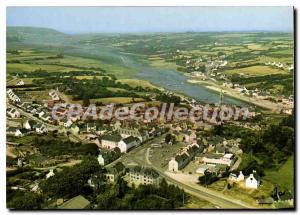 Old Postcard The general view instead Faou hotels and the river