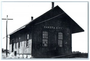 c1960's Dakota City Iowa Vintage Antique Train Depot Station RPPC Photo Postcard