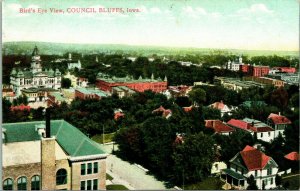 Vtg Postcard 1910s Council Bluffs Iowa IA Birds Eye View UNP Bushnell Unused