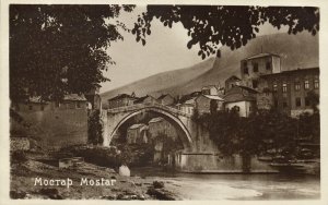 bosnia and herzegovina, MOSTAR Мостар, The Old Bridge (1920s) Postcard