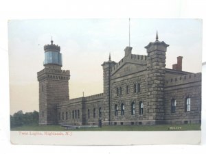 Twin Lights Lighthouse Highlands New Jersey USA Antique Vintage Postcard c1910