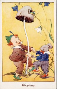 Playtime Elf Rabbit c1941 J. Salmon Postcard F24