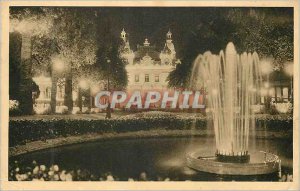 Old Postcard MONTE CARLO Casino and gardens seen at night