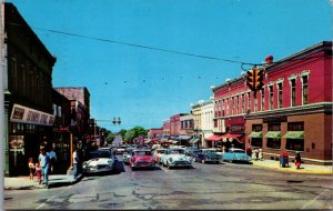 Mitchell Street Petoskey Michigan Vintage Postcard C098