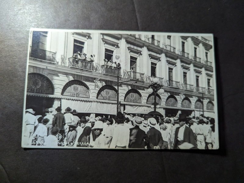 Mint Mexico RPPC Postcard Mexican Revolution Crowd on Street