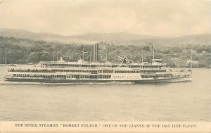 New York Hudson River Robert Fulton Steamer B&W Postcard Unused