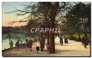 Old Postcard Paris Montsouris Park and Allee A Lake