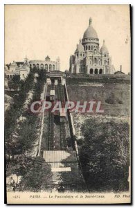 Old Postcard The Paris and Sacre Coeur Funicular