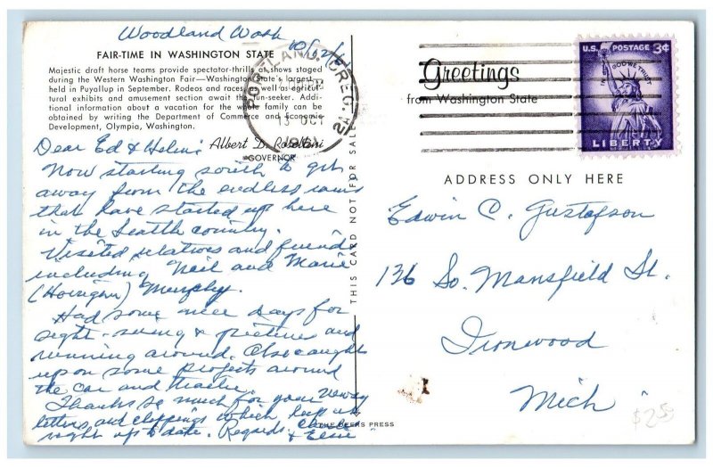 Olympia Washington WA Postcard Fair-Time In Washington State Rodeos & Race 1961