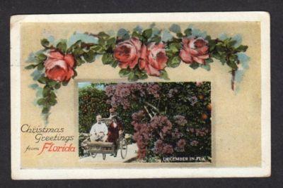 FL Vintage Christmas Greetings from FLORIDA Postcard PC