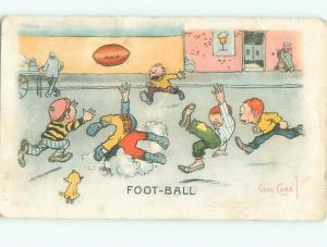 c1910 signed BOYS PLAYING IN FOOTBALL GAME AC1195
