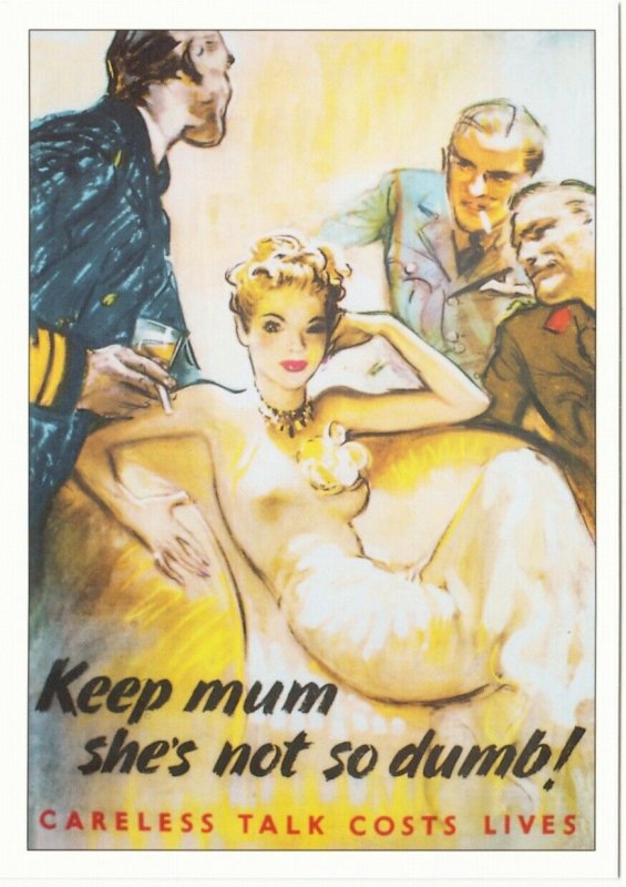 Keep Mum She's Not So Dumb Anti Espionage British World War II Repro Postcard