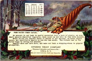 Postcard January 1911 Citizens Trust Company in Utica, New York~2545