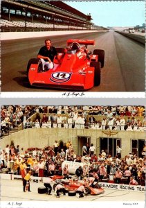 2~4X6 Postcards IN Indianapolis RACE CAR DRIVER A.J. FOYT JR & PIT STOP Indy 500