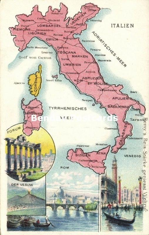 Italy MAP Postcard (1910s) Remy Paste Edition