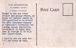 The Homestead  Hot Springs  Virginia    Postcard