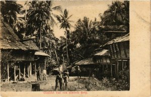 PC CPA ethnic type Gezicht van een niassch dorp INDONESIA (a17218)