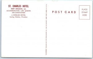NEW ORLEANS, Louisiana  LA  Roadside  ST. CHARLES HOTEL  ca 1950s  Postcard